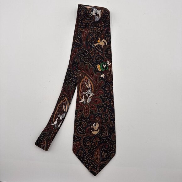 Vintage Tie 1994 Looney Tunes Mania Paisley Coyote Martian Bunny Taz - Picture 10 of 10